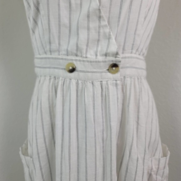 FREE PEOPLE DIANA STRIPED WRAP MIDI  SLEEVELESS PATCH POCKETS WOMENS SIZE MEDIUM - Picture 9 of 12